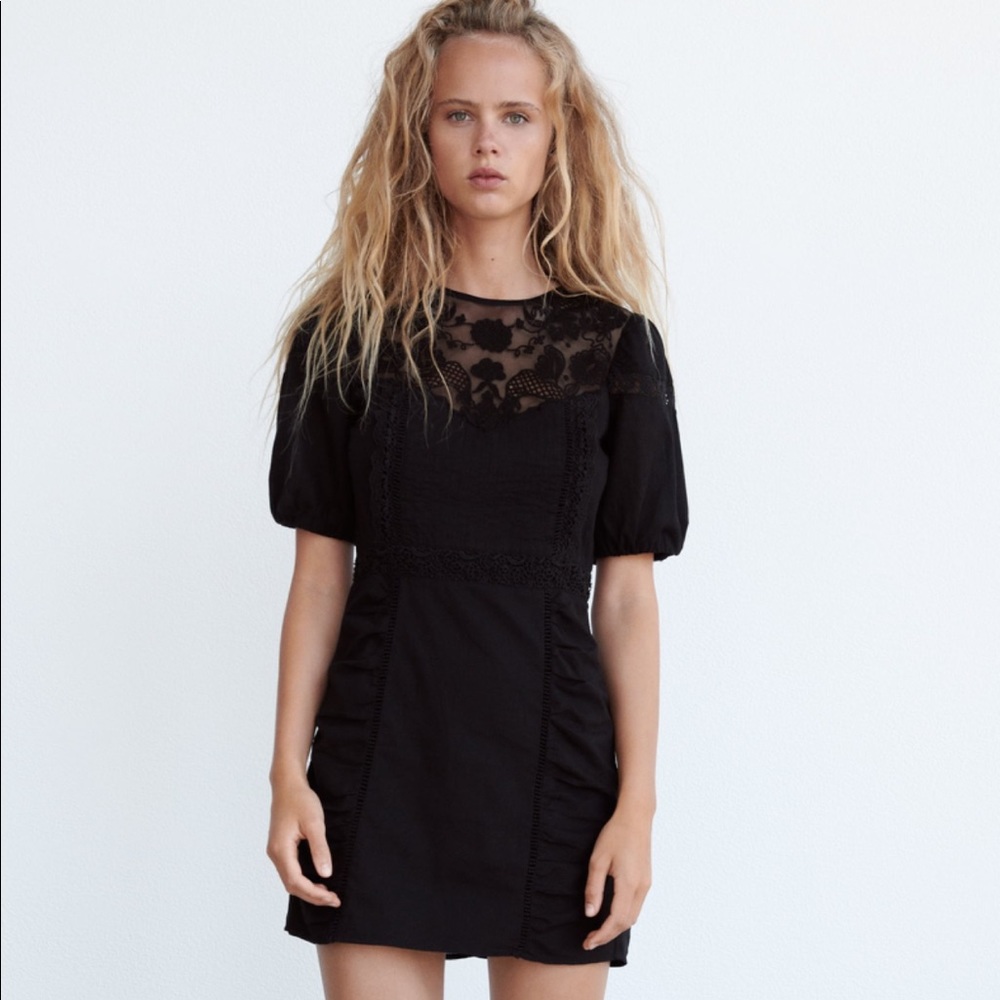 NWT Zara black combination dress new, currently on Zara website